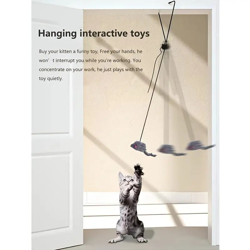 Interactive Mouse Design Cat Teaser Toy - Hanging Door Toy for Indoor Cats and Kittens, Perfect Valentine's Day Gift