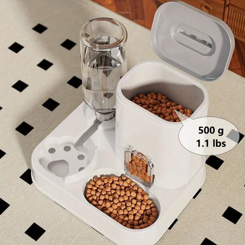 Cat Water Dispenser with Integrated Food Basin