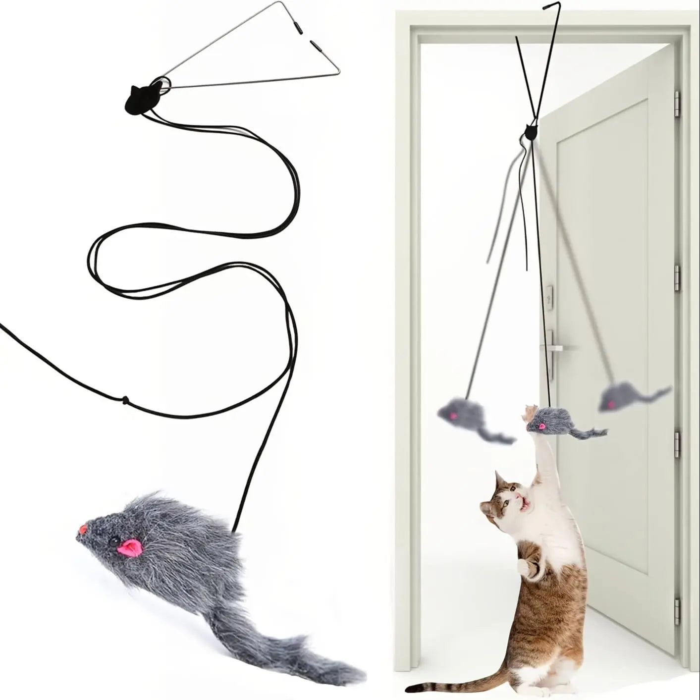 Interactive Mouse Design Cat Teaser Toy - Hanging Door Toy for Indoor Cats and Kittens, Perfect Valentine's Day Gift