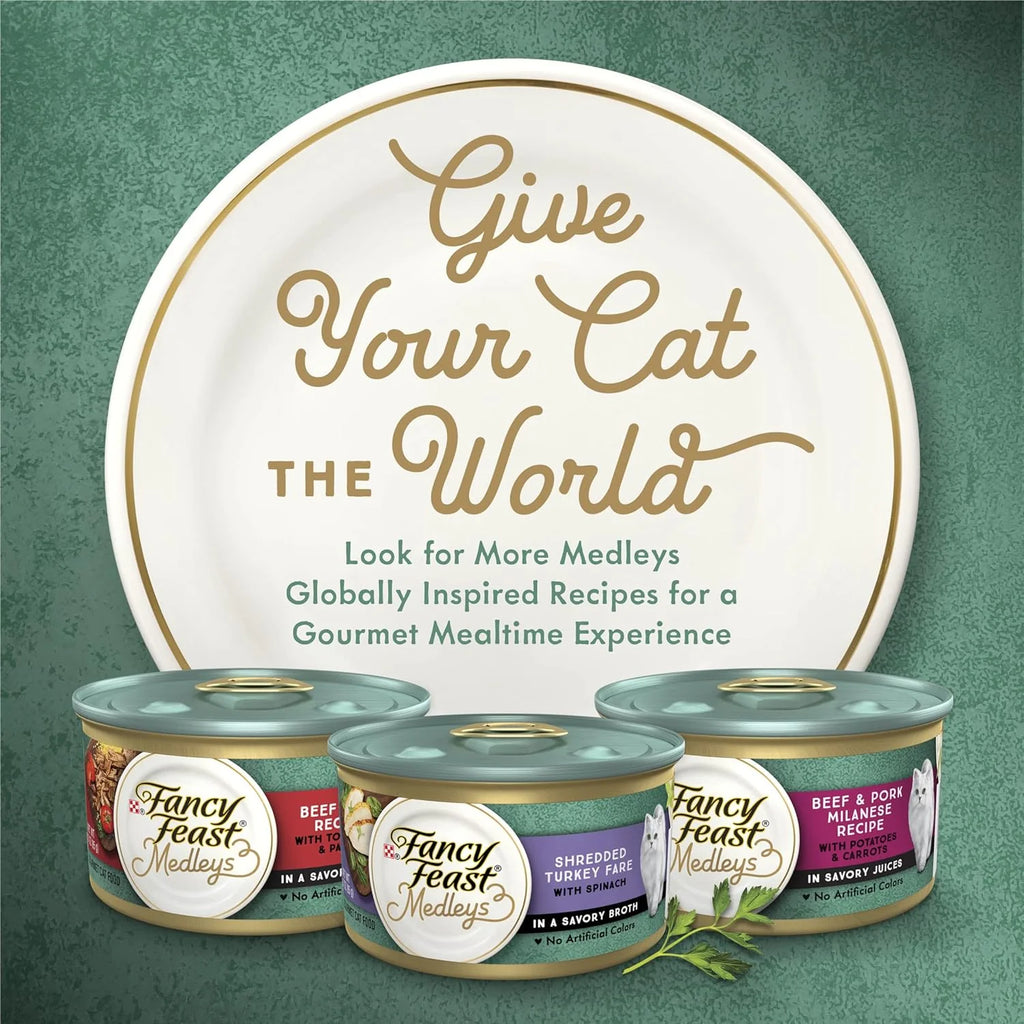 Wet Cat Food Medleys Turkey Florentine with Spinach in a Light Cat Food Broth - (Pack of 24) 3 Oz. Cans
