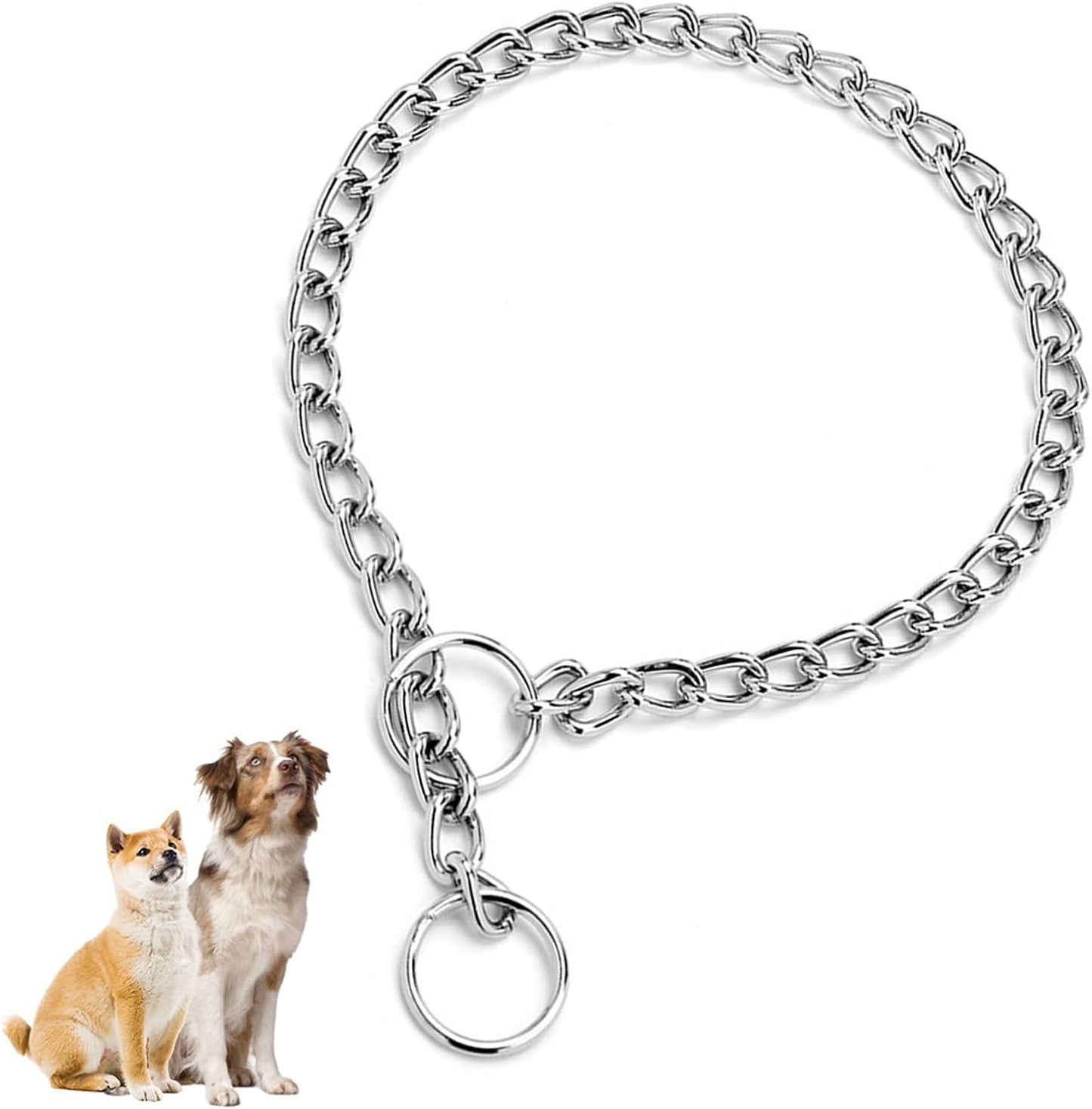 Durable Adjustable Iron Metal Choke Chain Collar for Medium to Large Dogs - Anti-Chew Training and Walking Solution (55CM)