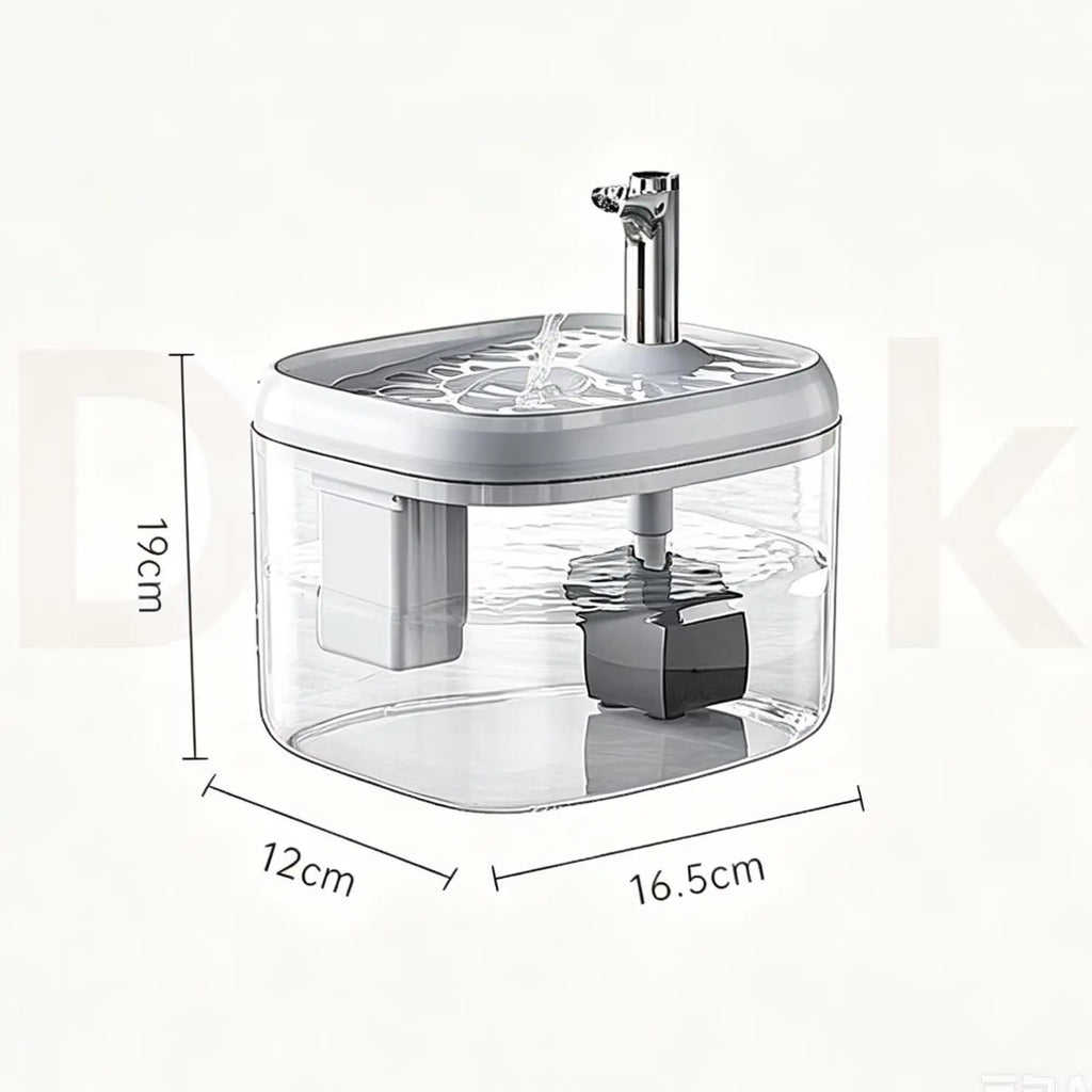 Automatic USB Cat Water Fountain, Automatic Pet Drinking Dispenser with Filter, Transparent Gray Circulating Fresh Water Bowl for Cats & Small Dogs