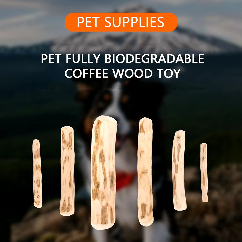 Natural Coffee Wood Dog Chewing Toy - Bite-Resistant Teeth Grinding Rod for Anxiety Relief