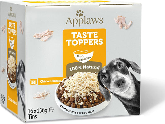 100% Natural Wet Dog Food Tins, Chicken Breast with Rice in Broth, 156G Bulk (Pack of 16)