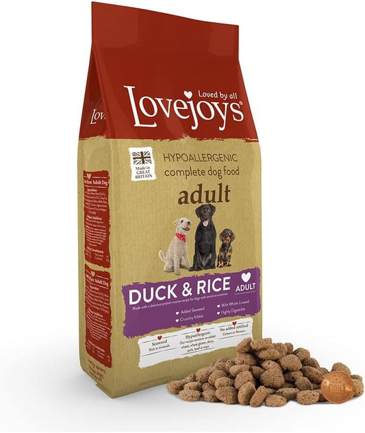 Complete Dry Dog Food Hypoallergenic Recipe, Duck & Rice, 2Kg - Wheat-Free Dried Dog Biscuits and Sensitive Dog Food Dry