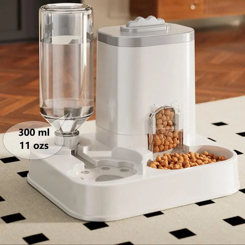 Cat Water Dispenser with Integrated Food Basin