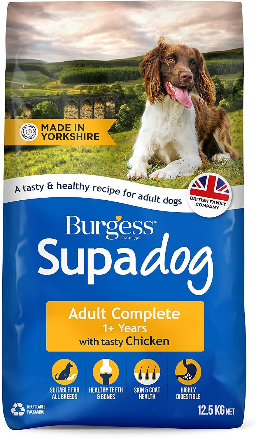 Burgess  Adult Dry Dog Food with Tasty Chicken 12.5 Kg, Multicoloured