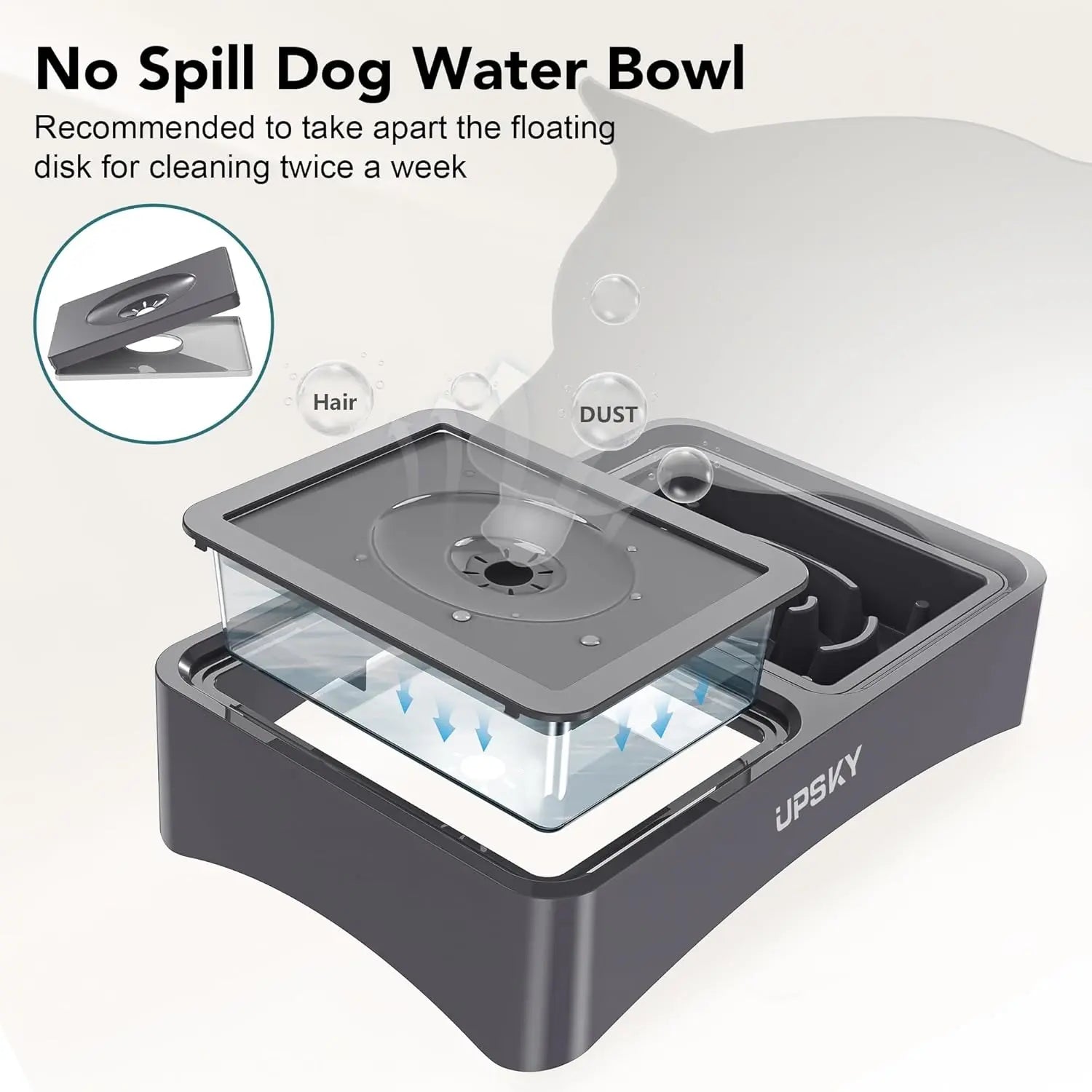 UPSKY 2-in-1 Elevated Slow Feeder Dog Bowl Set with Height-Adjustable Stand and Anti-Spill Design for Small to Medium Dogs