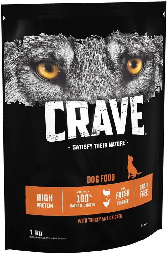 Dry Dog Food with Turkey and Chicken – High Protein and Grain-Free – 1 Kg (Pack of 4)