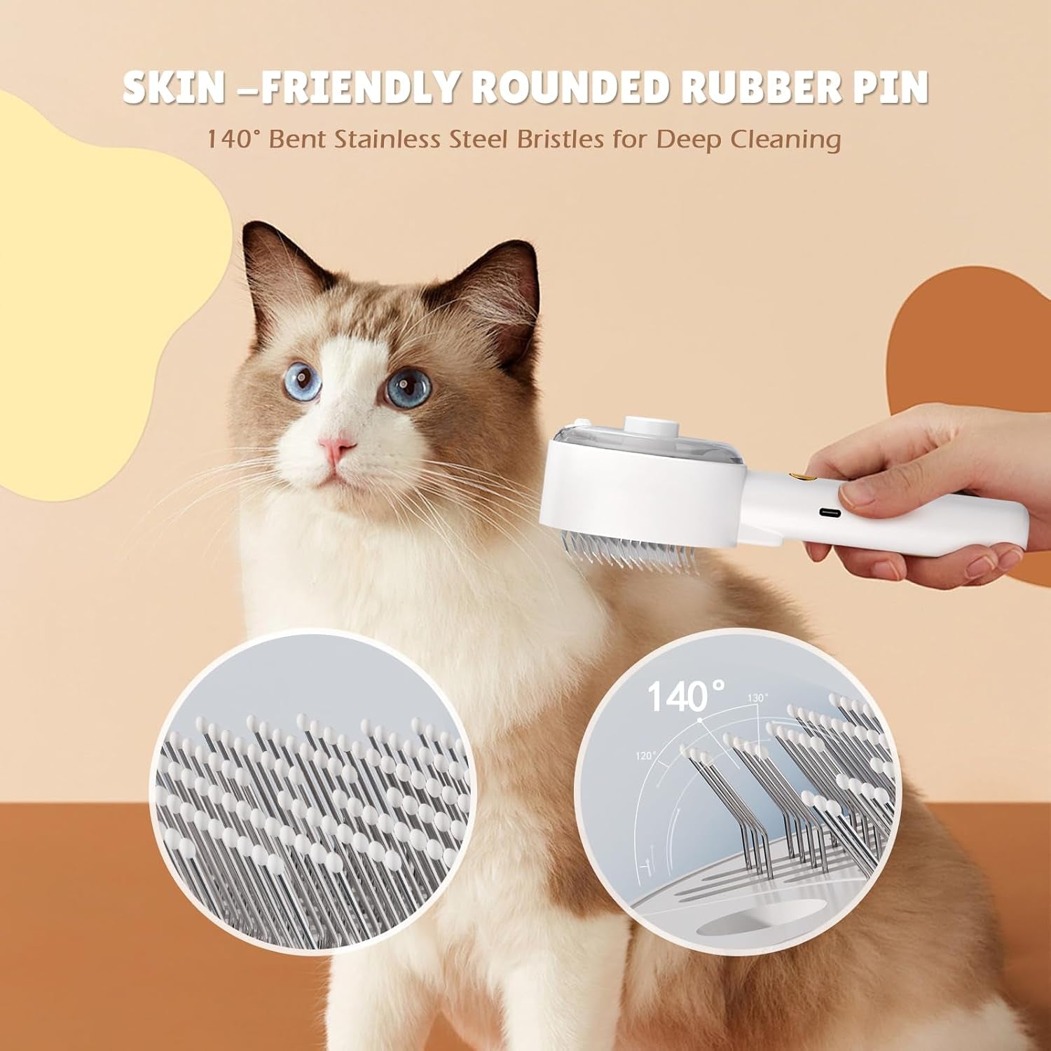 Spritz Defur Comb for Cats 2026 Cat Steam Brush for Grooming 4 in 1 Spray Cat Comb for Shedding Steamy Dog Brushes for Long Short Haired Cats Dogs Kitten Rabbit Pets Grooming Brush for Massage Clean