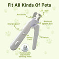 Petlovers 2-In-1 Pet Nail Clipper and Grinder, Dog Nail Clipper Trimmer, Ultra Quiet Electric Nail Set, Rechargeable, Suitable for Trimming Toes and Claws of Dogs and Cats of All Sizes