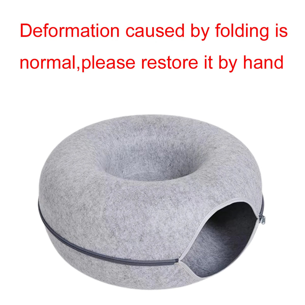 Interactive Cat Donut Tunnel Nest