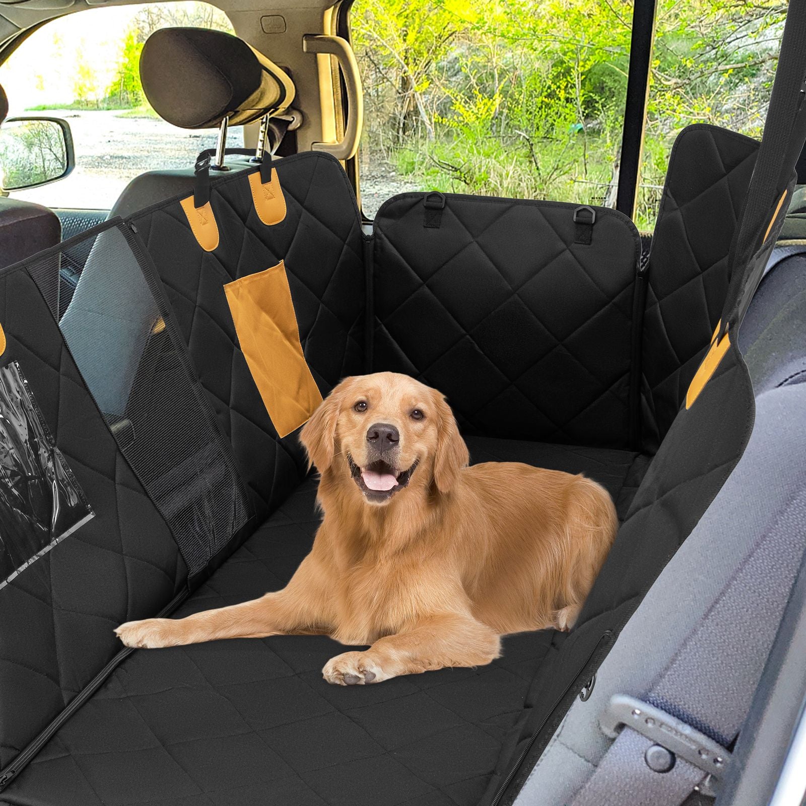 Premium Waterproof Dog Car Seat Cover for Back Seat with Mesh Ventilation Windows