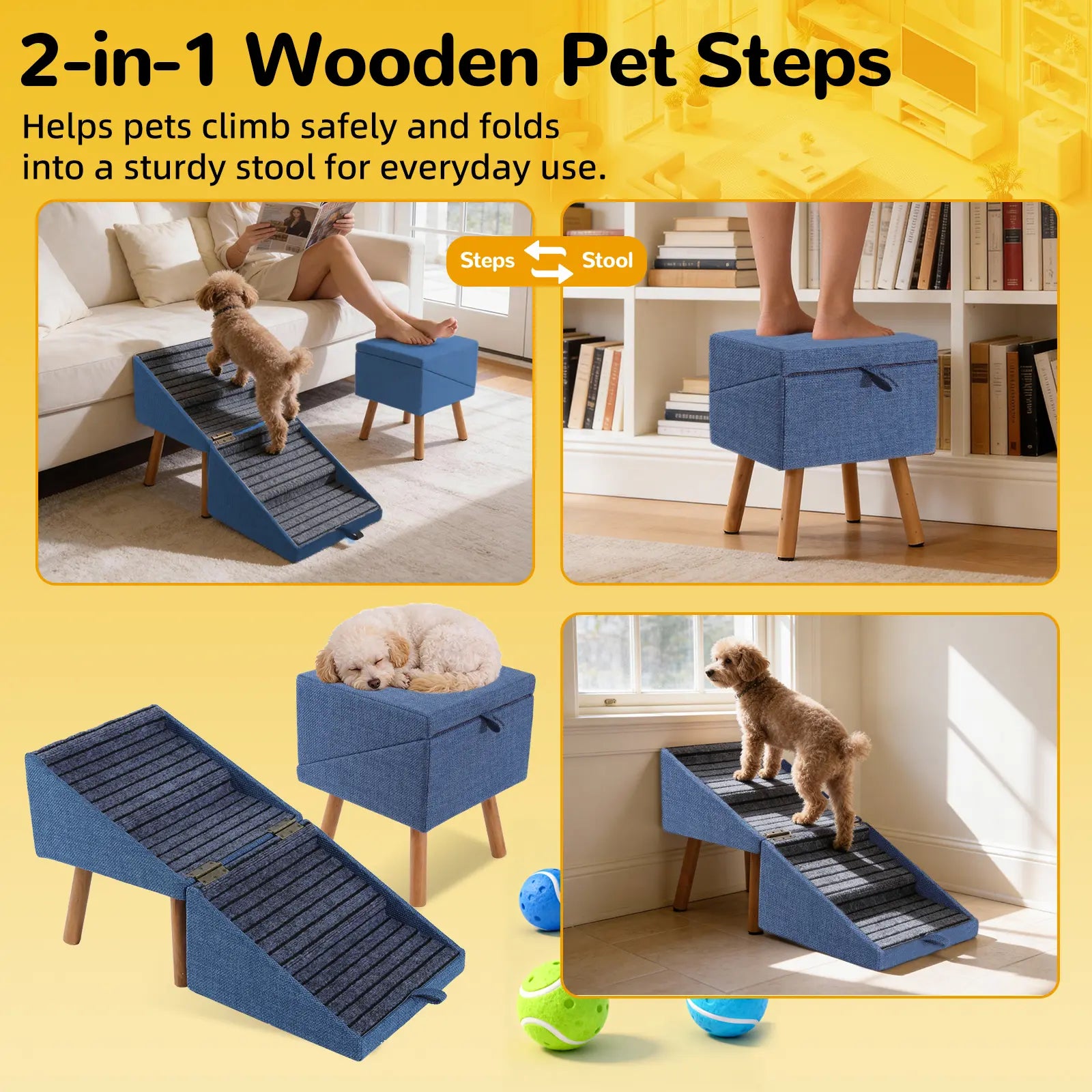 2-in-1 Puppy and Pet Stair Ramp 17"