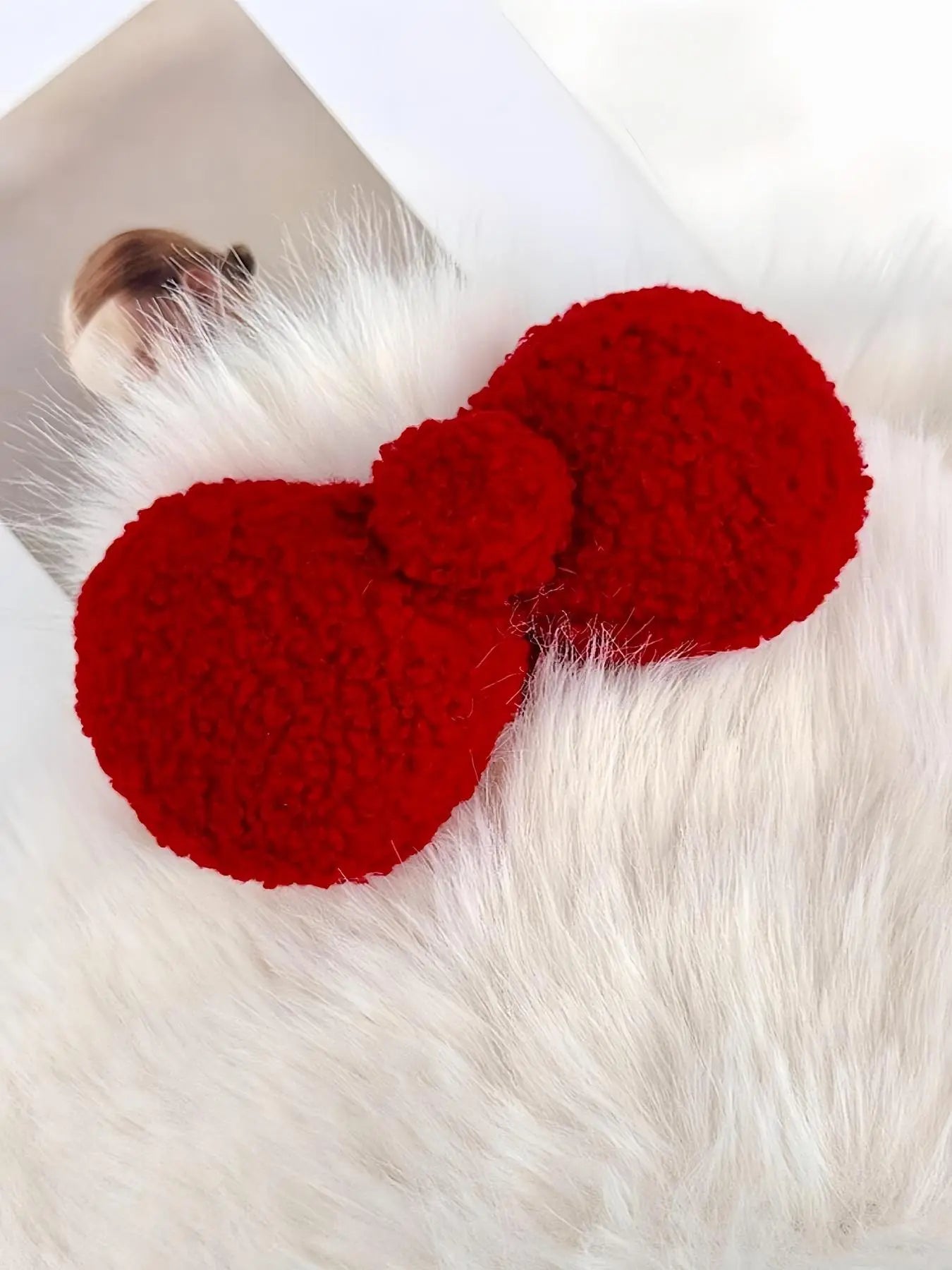 Cat Ear Design Pom Pom Plush Beanie Hat, Acrylic Insulated Earflap Hat with Bowknot, Stylish Warm Accessories for Women in Fall & Winter