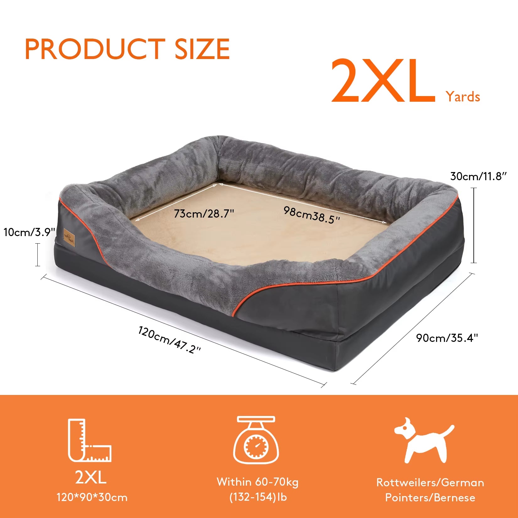 Jumbo Orthopedic Dog Bed Memory Foam Waterproof Mattress