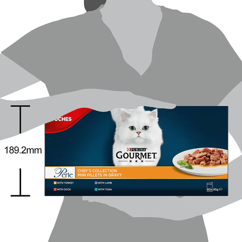 Gourmet Perle Cat Food - Chef's Fish & Meat Mixed Collection (60 x 85g) - Exquisite Flavours for Your Feline Friend