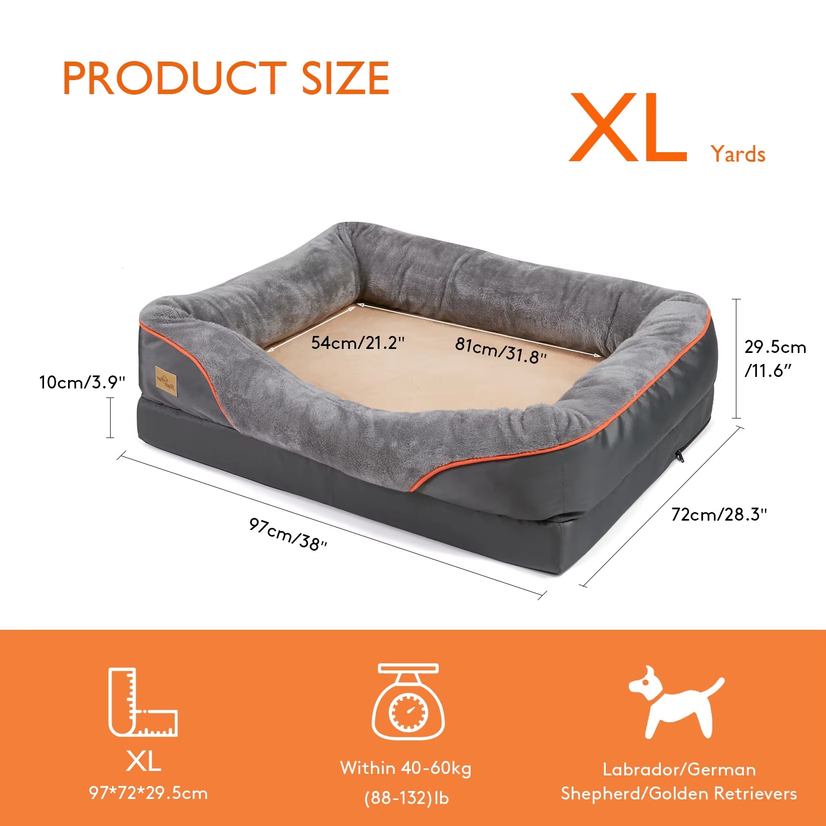Jumbo Orthopedic Dog Bed Memory Foam Waterproof Mattress