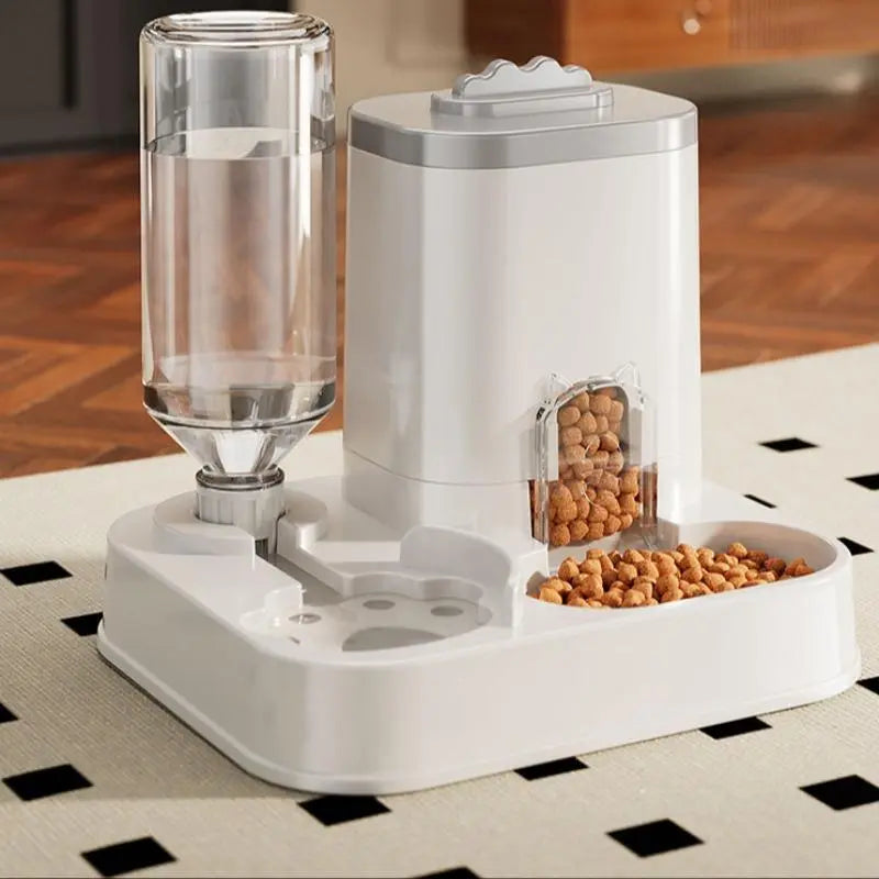Cat Water Dispenser with Integrated Food Basin
