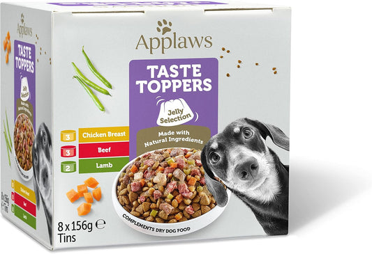 Natural Wet Dog Food Tin, Grain Free Meat Selection with Vegetables in Jelly 156G (8 X 156G Tins)