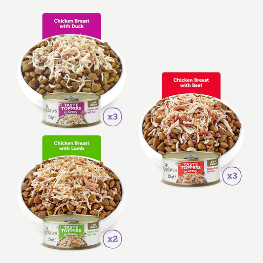 100% Natural Wet Dog Food Tin, Grain Free Chicken and Meat Selection in Gravy 8 X 156G Tins (Pack of 3)