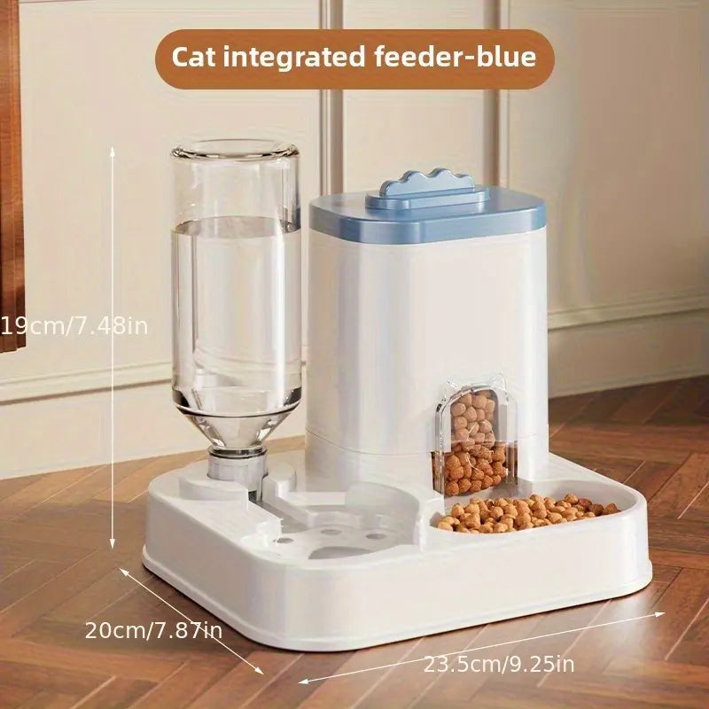 Cat Water Dispenser with Integrated Food Basin