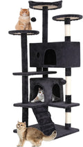 139Cm Cat Tree Tower for Indoor Cats,Multi-Level Furniture Activity Center with Scratching Posts Stand House Condo Funny Toys Kittens Pet Play House,Dark Gray