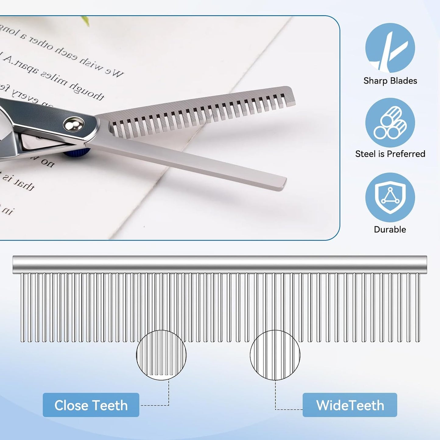 Professional 6-Piece Curved Dog Grooming Scissors Set with Safety Round Tips and Storage Bag - Stainless Steel Pet Hair Trimming Tools